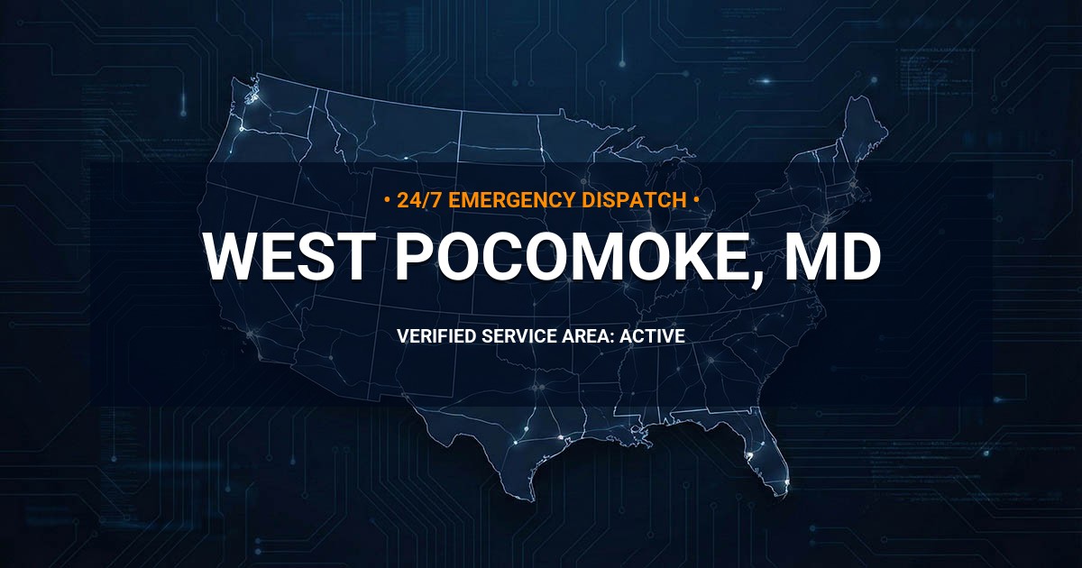 Emergency Plumbing Dispatch Map for Plumbing Services: West Pocomoke, MD