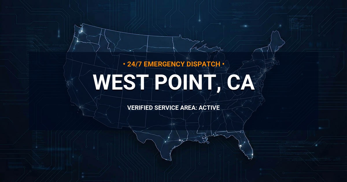 Emergency Plumbing Dispatch Map for Plumbing Services: West Point, CA