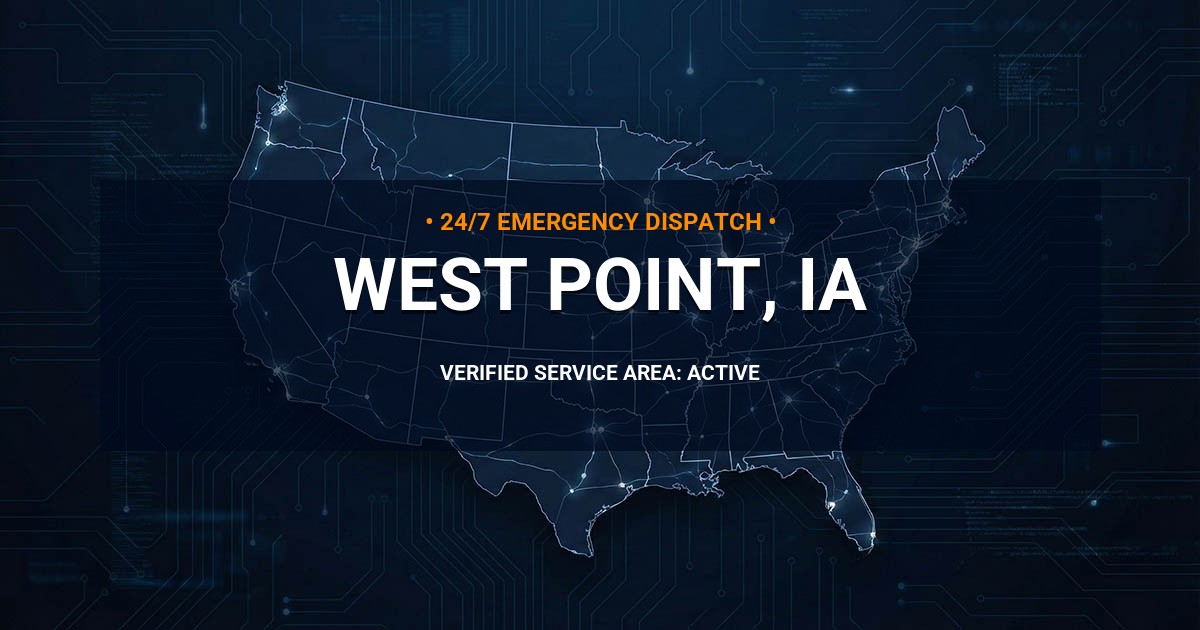 Emergency Plumbing Dispatch Map for Plumbing Services: West Point, IA