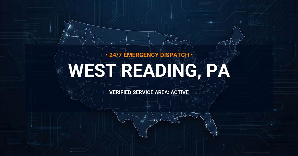 Emergency Plumbing Dispatch Map for Plumbing Services: West Reading, PA