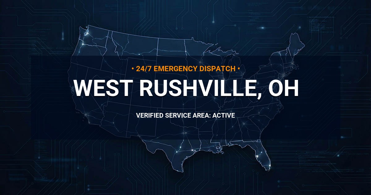 Emergency Plumbing Dispatch Map for Plumbing Services: West Rushville, OH
