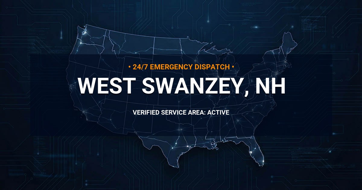 Emergency Plumbing Dispatch Map for Plumbing Services: West Swanzey, NH