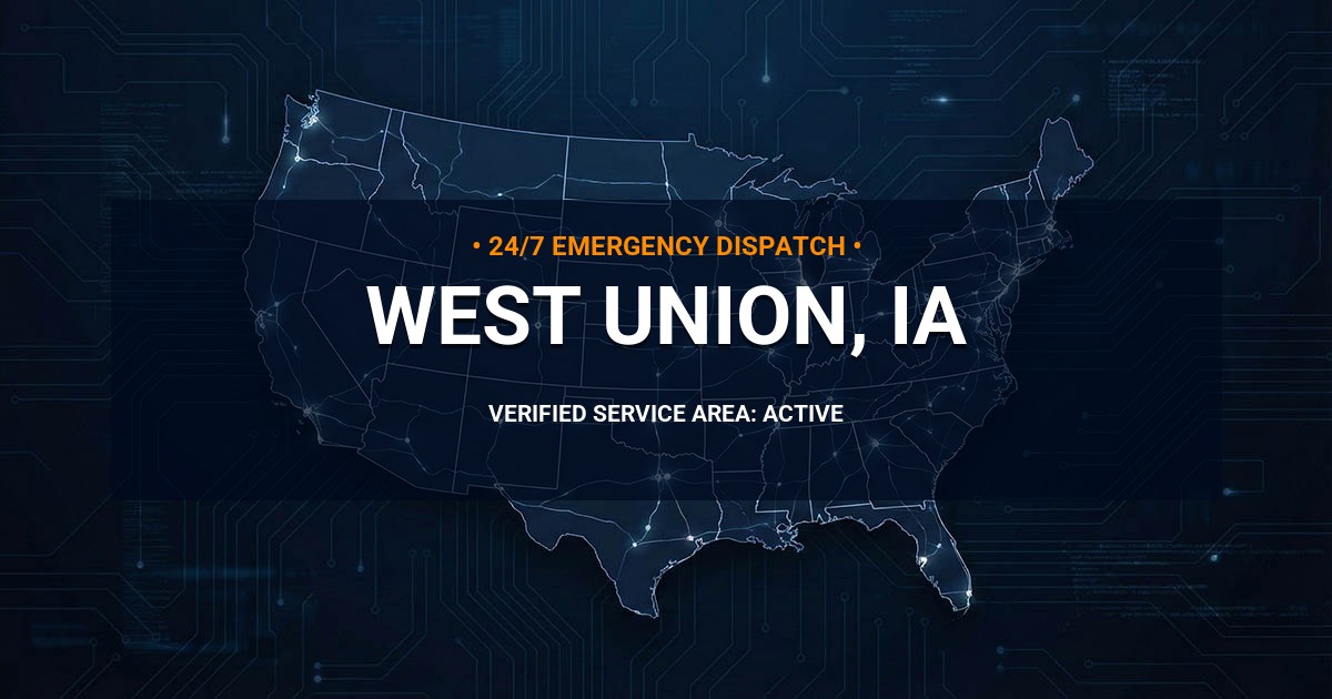 Emergency Plumbing Dispatch Map for Plumbing Services: West Union, IA
