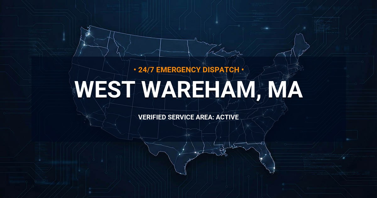 Emergency Plumbing Dispatch Map for Plumbing Services: West Wareham, MA