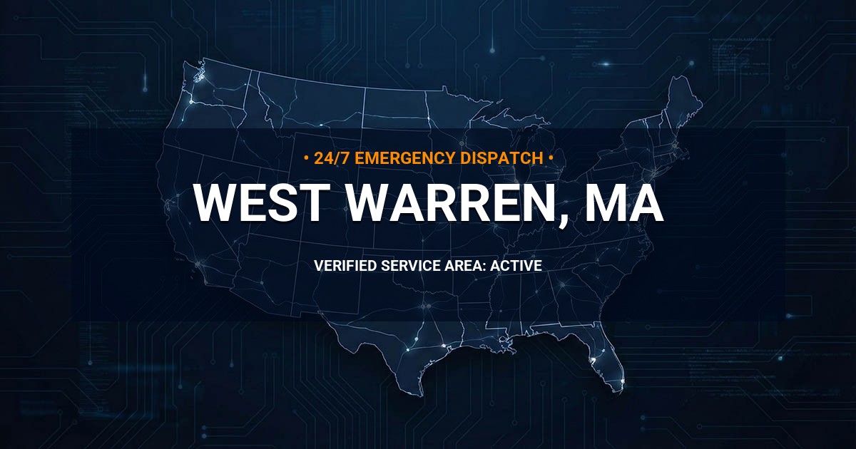 Emergency Plumbing Dispatch Map for Plumbing Services: West Warren, MA