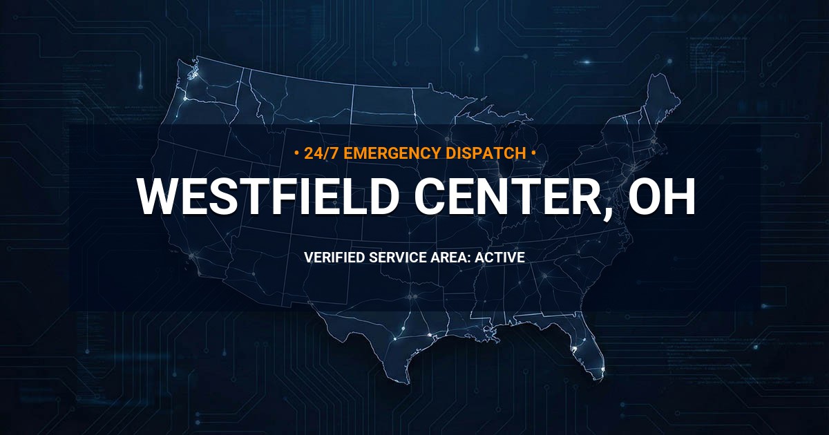 Emergency Plumbing Dispatch Map for Plumbing Services: Westfield Center, OH