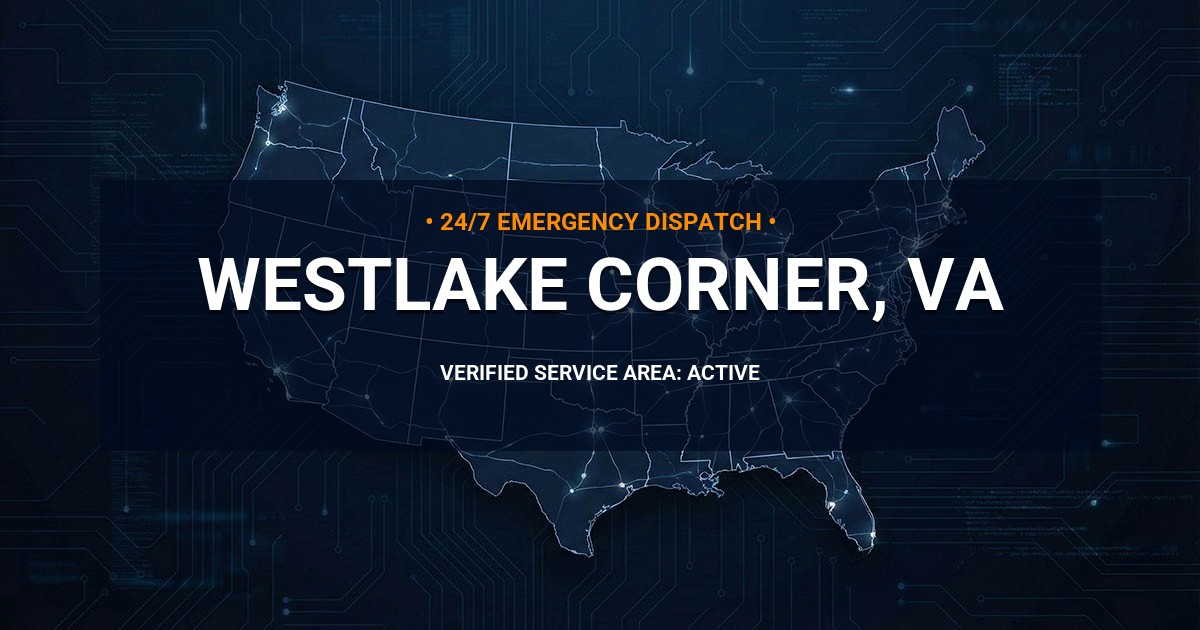 Emergency Plumbing Dispatch Map for Plumbing Services: Westlake Corner, VA