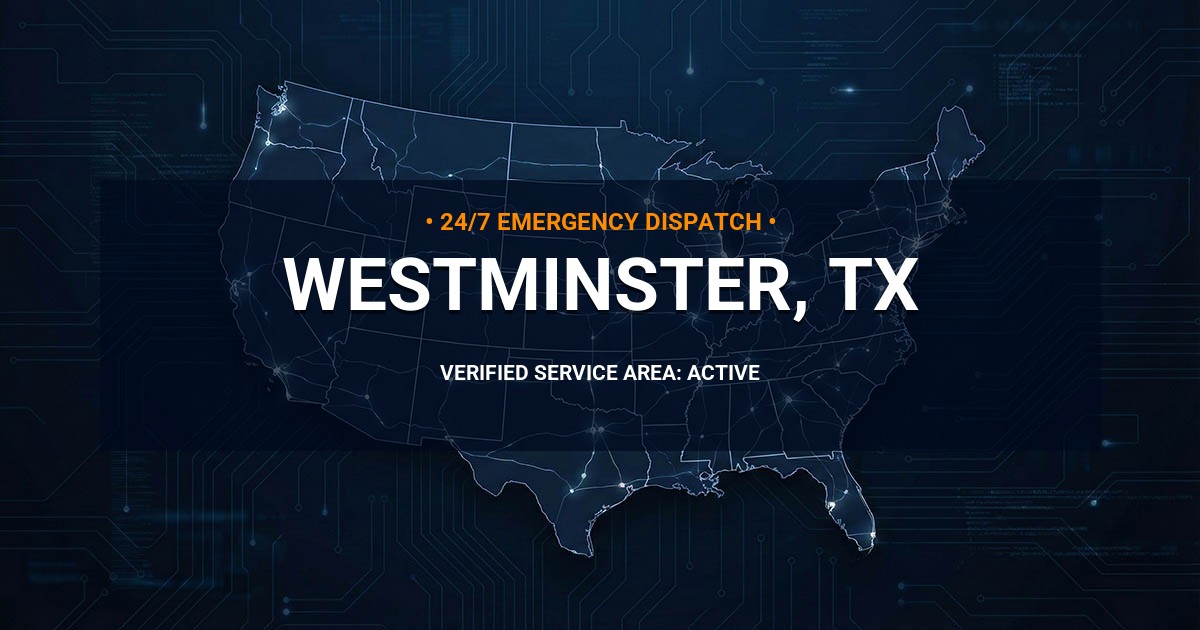 Emergency Plumbing Dispatch Map for Plumbing Services: Westminster, TX