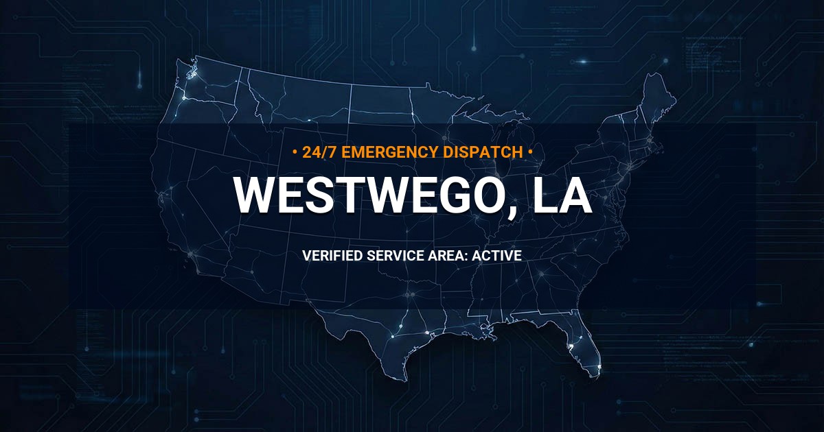 Emergency Plumbing Dispatch Map for Plumbing Services: Westwego, LA
