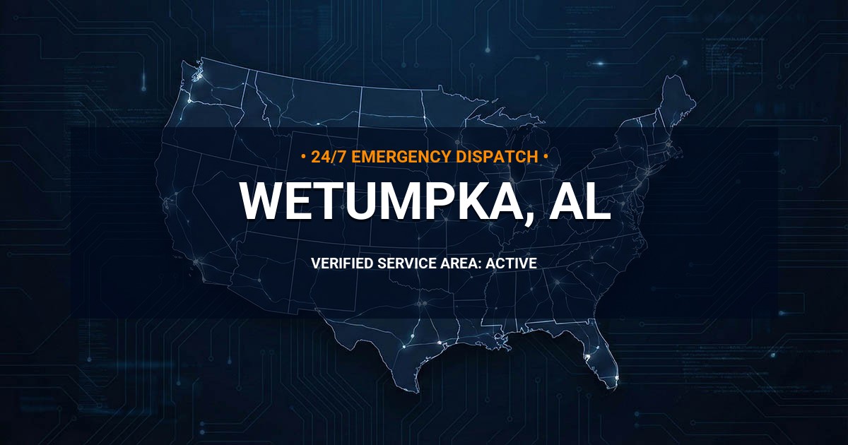 Emergency Plumbing Dispatch Map for Plumbing Services: Wetumpka, AL
