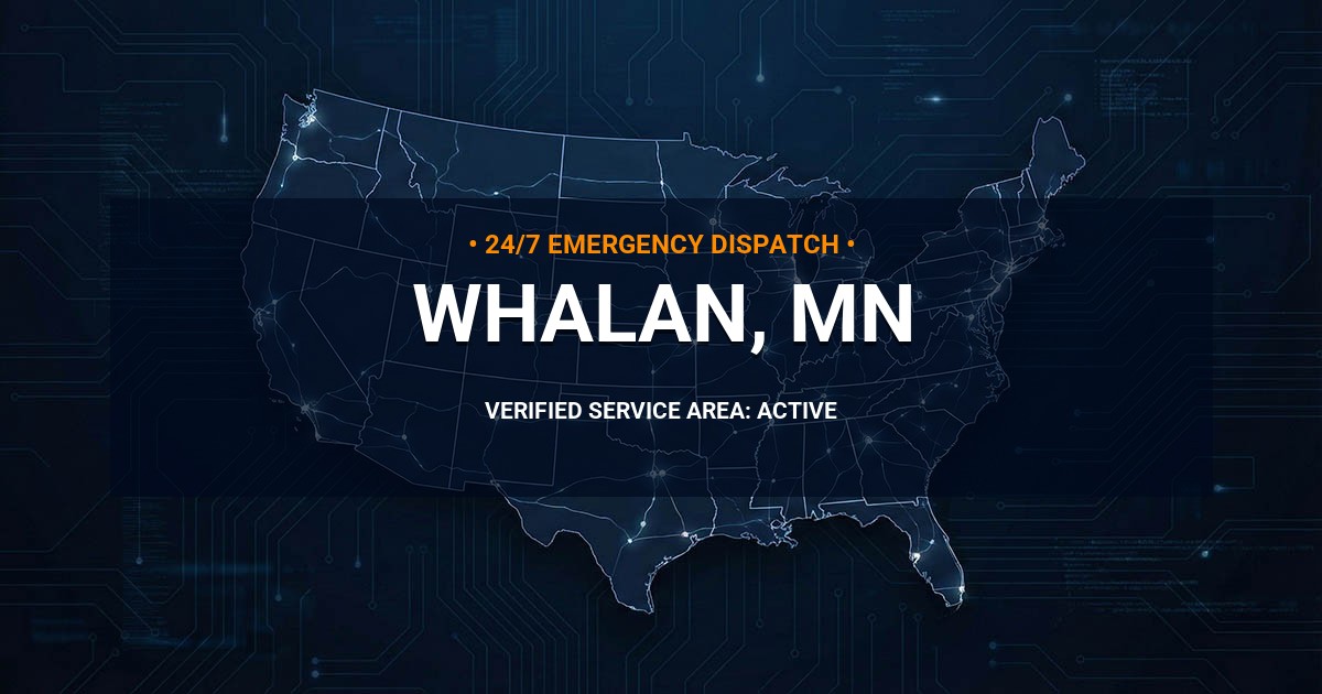 Emergency Plumbing Dispatch Map for Plumbing Services: Whalan, MN