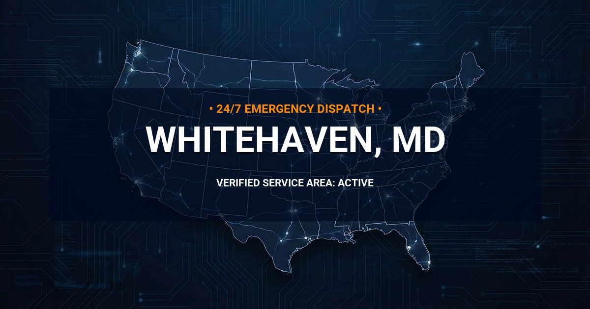 Emergency Plumbing Dispatch Map for Plumbing Services: Whitehaven, MD