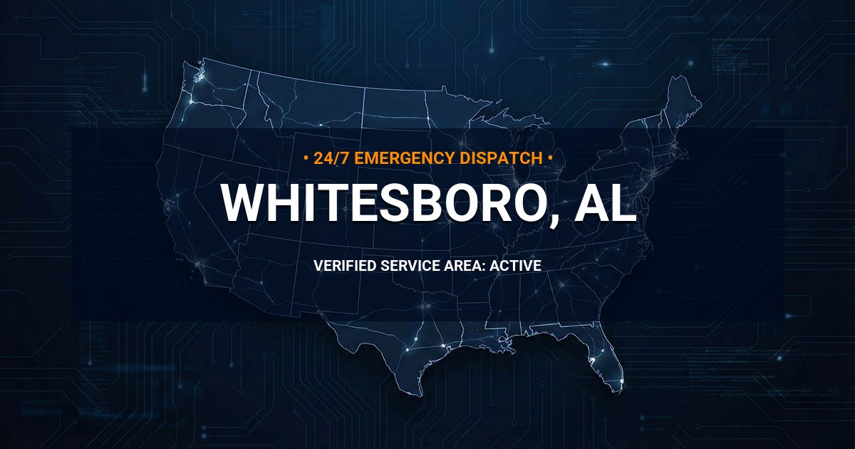 Emergency Plumbing Dispatch Map for Plumbing Services: Whitesboro, AL