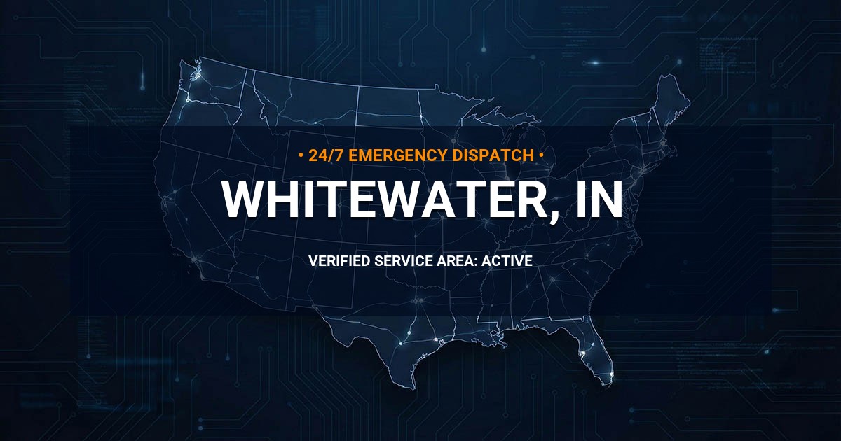 Emergency Plumbing Dispatch Map for Plumbing Services: Whitewater, IN
