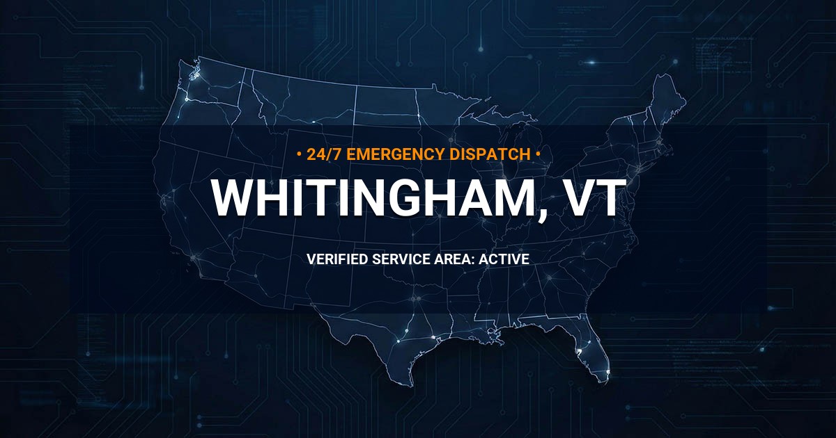 Emergency Plumbing Dispatch Map for Plumbing Services: Whitingham, VT