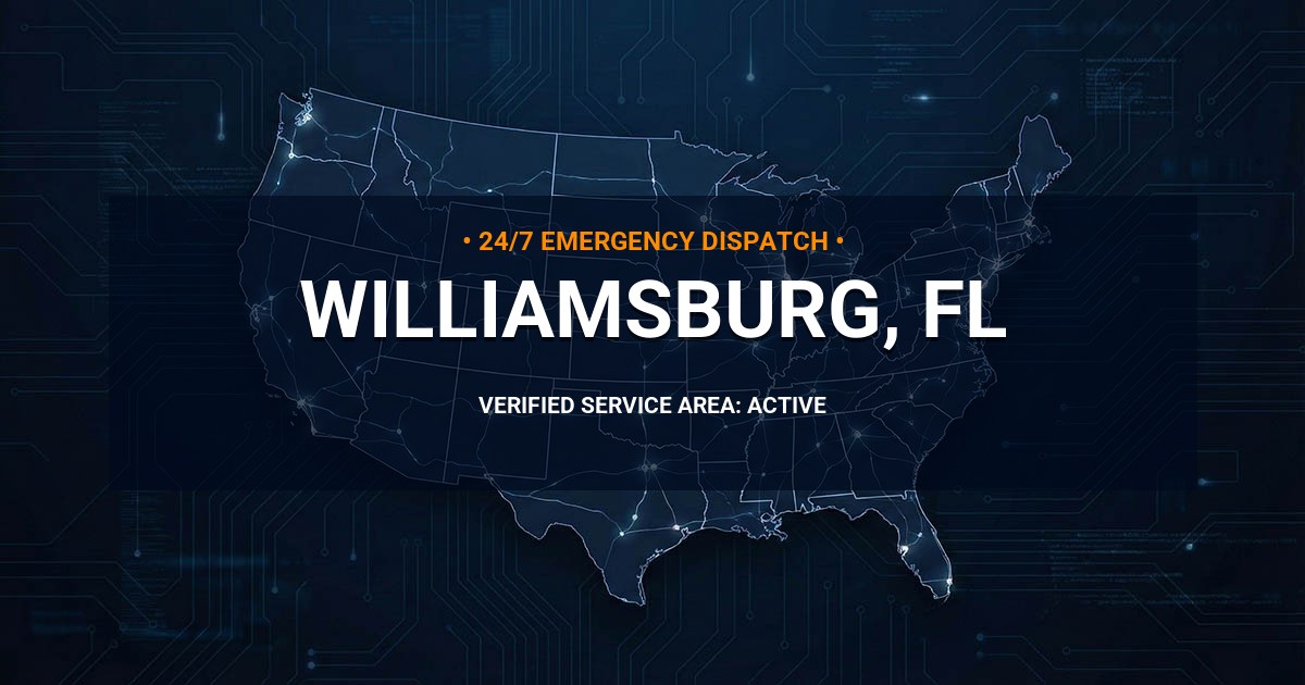 Emergency Plumbing Dispatch Map for Plumbing Services: Williamsburg, FL