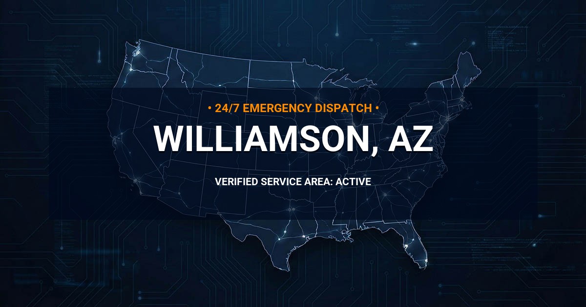 Emergency Plumbing Dispatch Map for Plumbing Services: Williamson, AZ