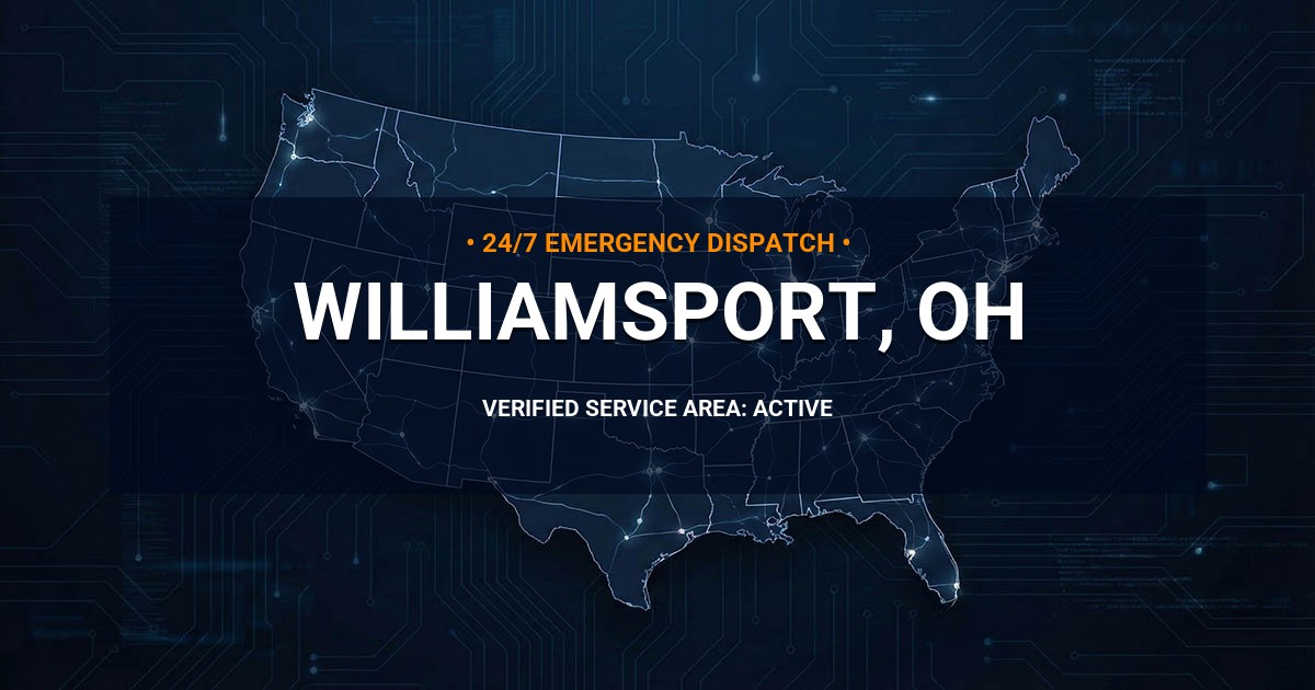 Emergency Plumbing Dispatch Map for Plumbing Services: Williamsport, OH