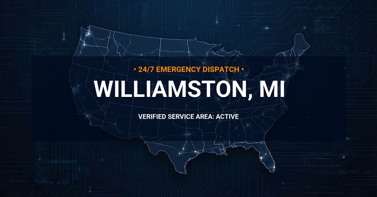 Emergency Plumbing Dispatch Map for Plumbing Services: Williamston, MI
