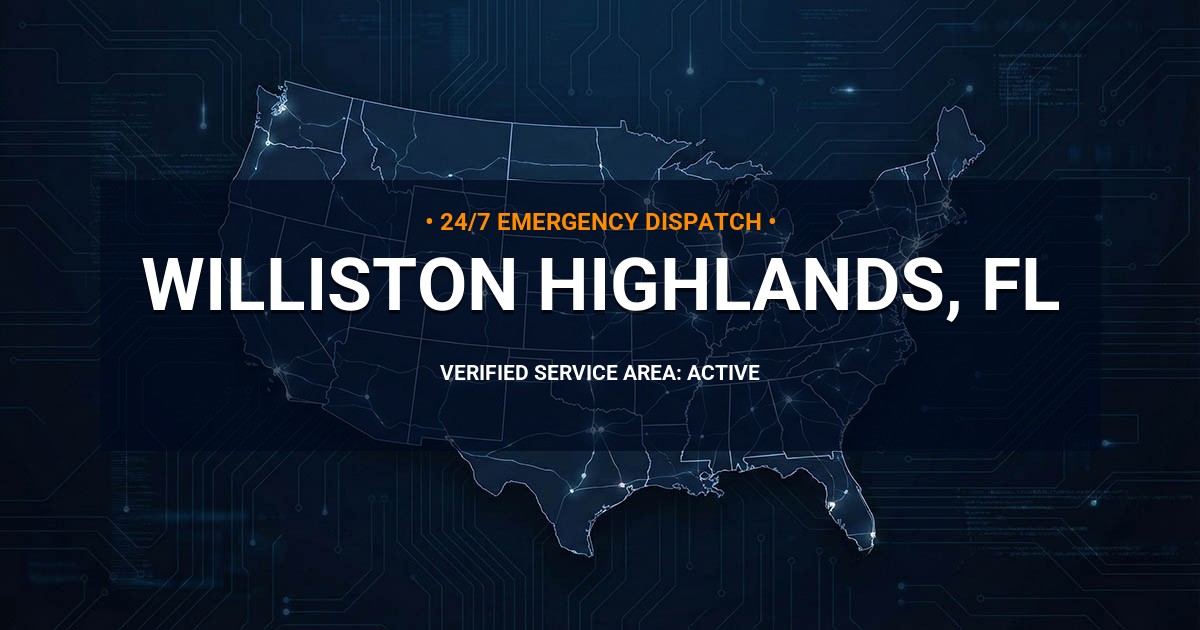 Emergency Plumbing Dispatch Map for Plumbing Services: Williston Highlands, FL