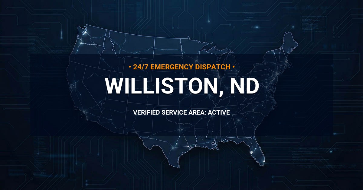 Emergency Plumbing Dispatch Map for Plumbing Services: Williston, ND