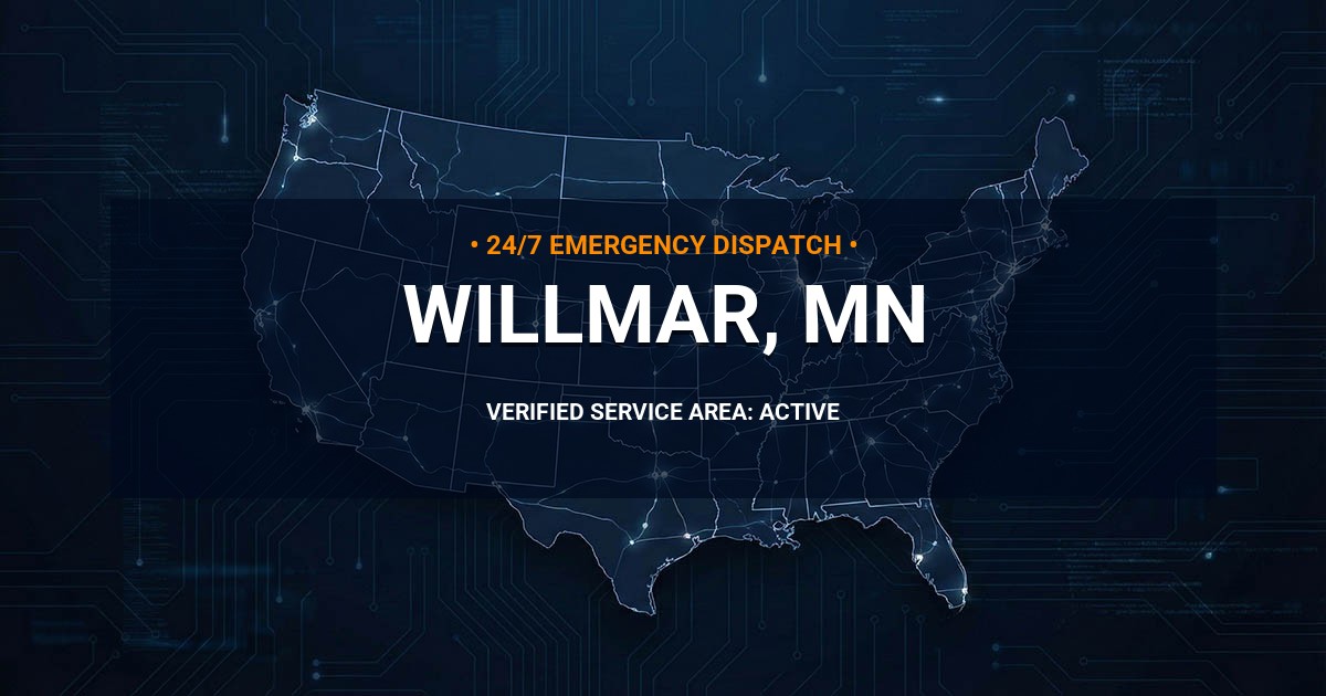 Emergency Plumbing Dispatch Map for Plumbing Services: Willmar, MN