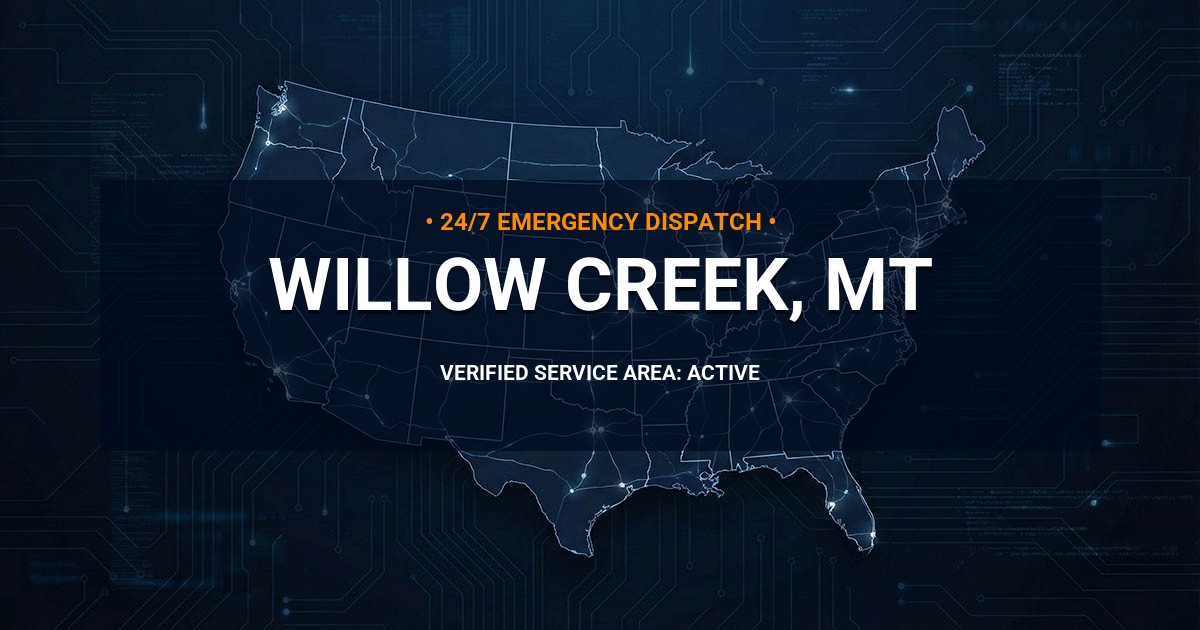 Emergency Plumbing Dispatch Map for Plumbing Services: Willow Creek, MT