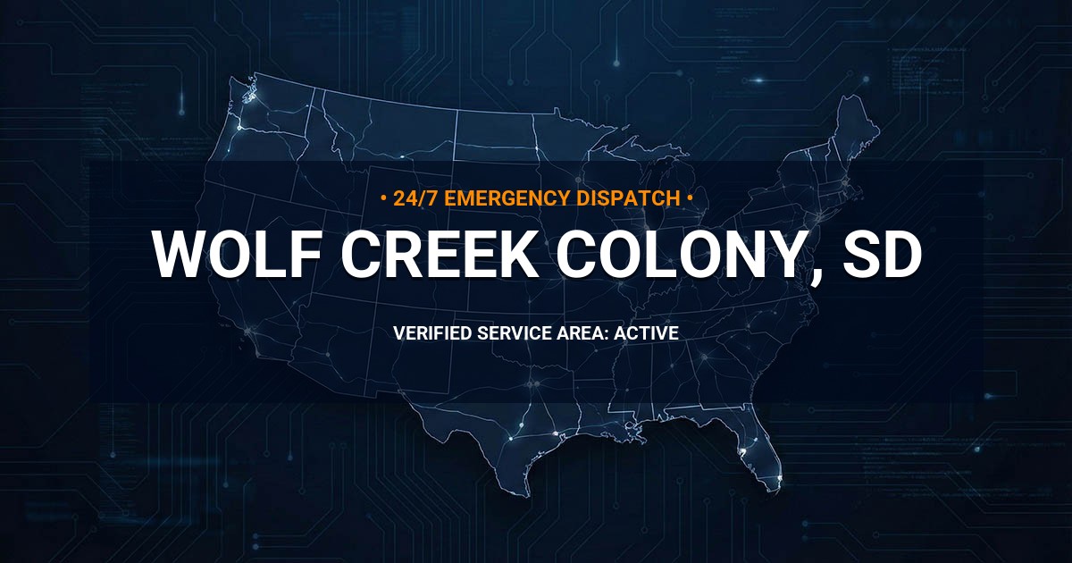 Emergency Plumbing Dispatch Map for Plumbing Services: Wolf Creek Colony, SD