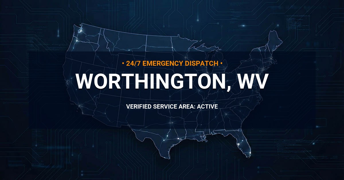Emergency Plumbing Dispatch Map for Plumbing Services: Worthington, WV