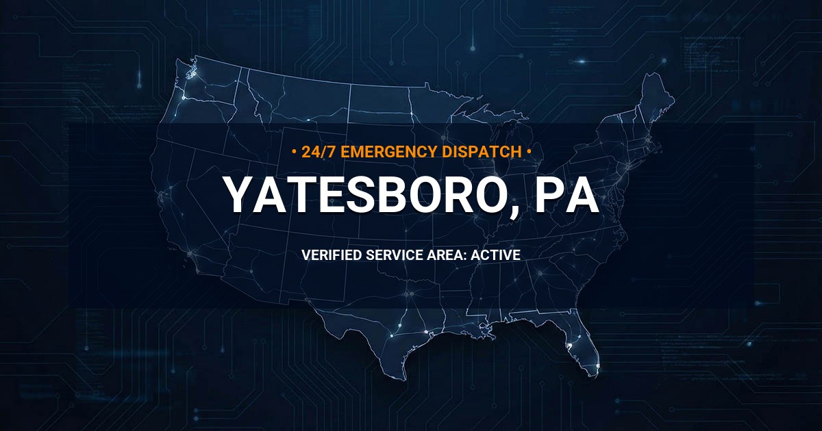 Emergency Plumbing Dispatch Map for Plumbing Services: Yatesboro, PA