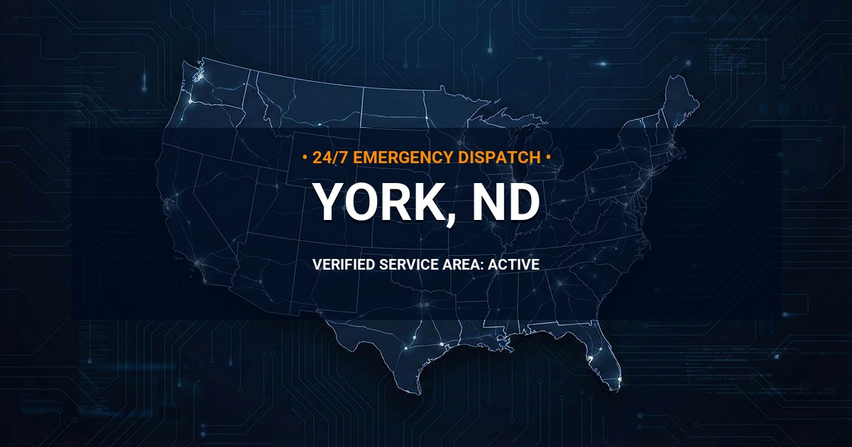 Emergency Plumbing Dispatch Map for Plumbing Services: York, ND