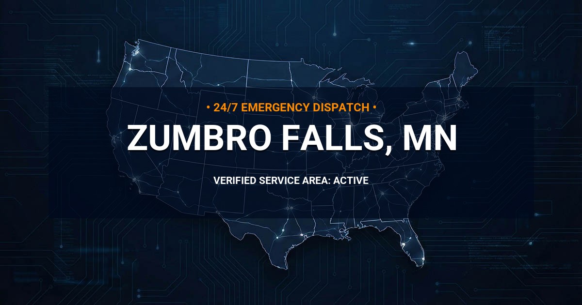 Emergency Plumbing Dispatch Map for Plumbing Services: Zumbro Falls, MN