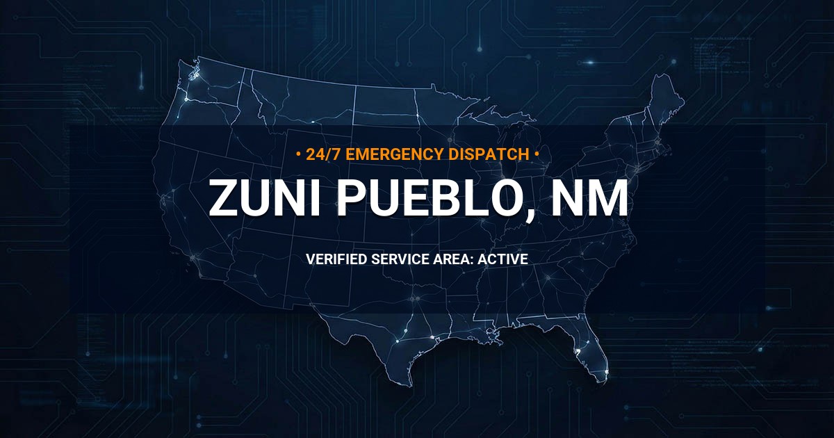 Emergency Plumbing Dispatch Map for Plumbing Services: Zuni Pueblo, NM
